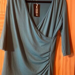 3/4 sleeve wrap blouse